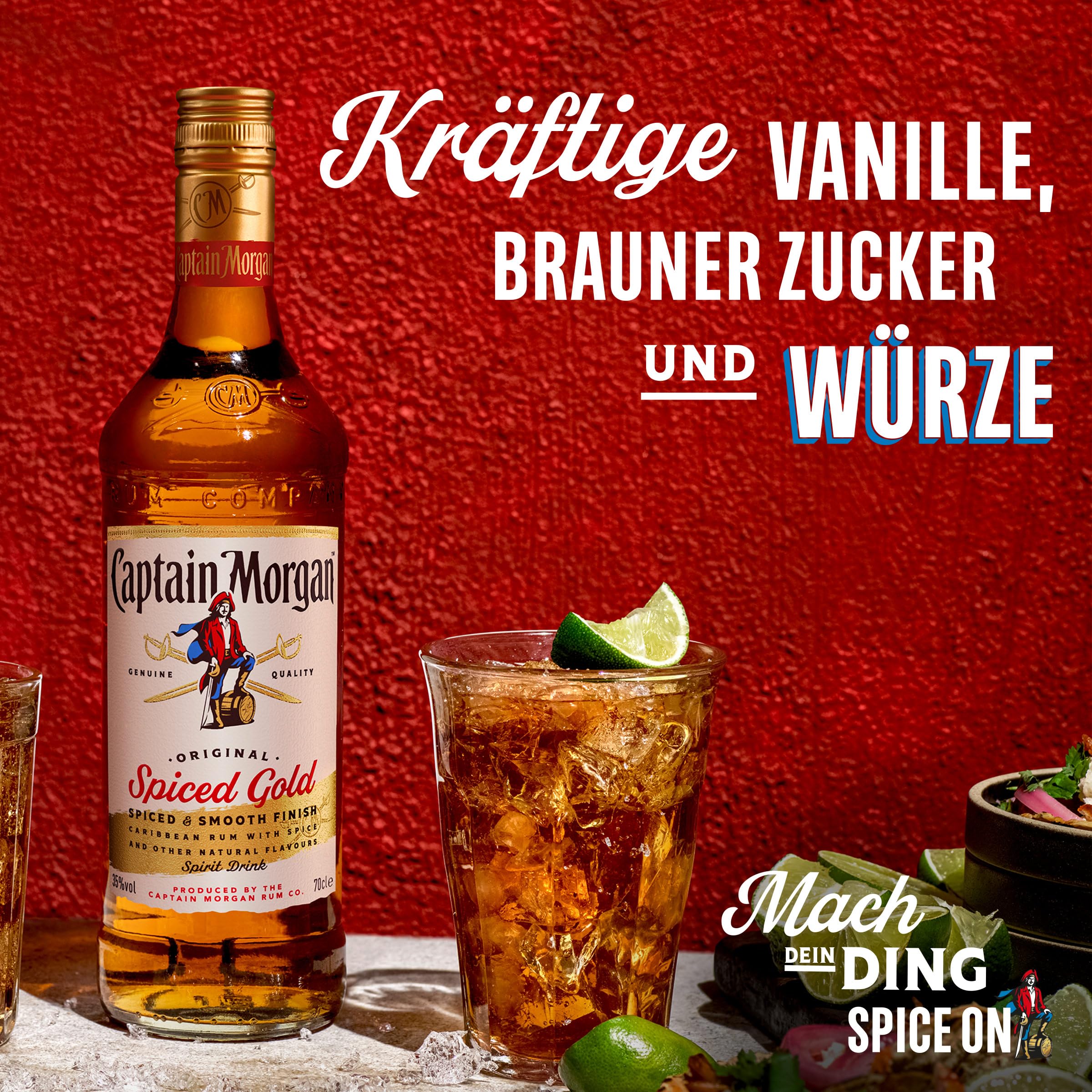 Captain Morgan Original Spiced Gold | Blended Rum |Gewürze und Vanille-Aromen| Karibisches Flair |für Cocktails & Longdrinks | 35% vol | 700ml Einzelflasche |