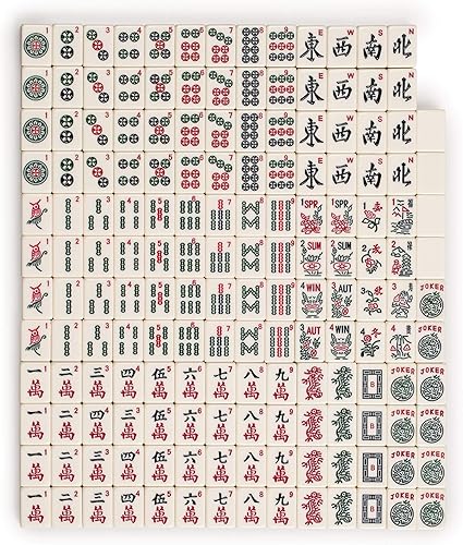 Miniatura 7 de Juego de Mahjong americano con 166 fichas con repisa Clásico