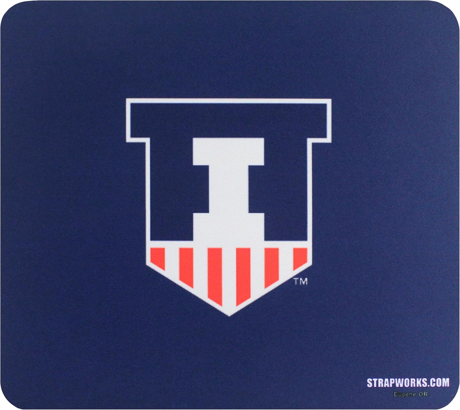 University of Illinois Mouse Pad, Collegiate Gear, Illinois on Blue