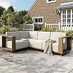 HERA'S HOUSE 4 Pieces Patio Furniture Set, Sectional Outdoor Rattan Wicker Sofa, All Weather Patio Conversation Set with 5.3