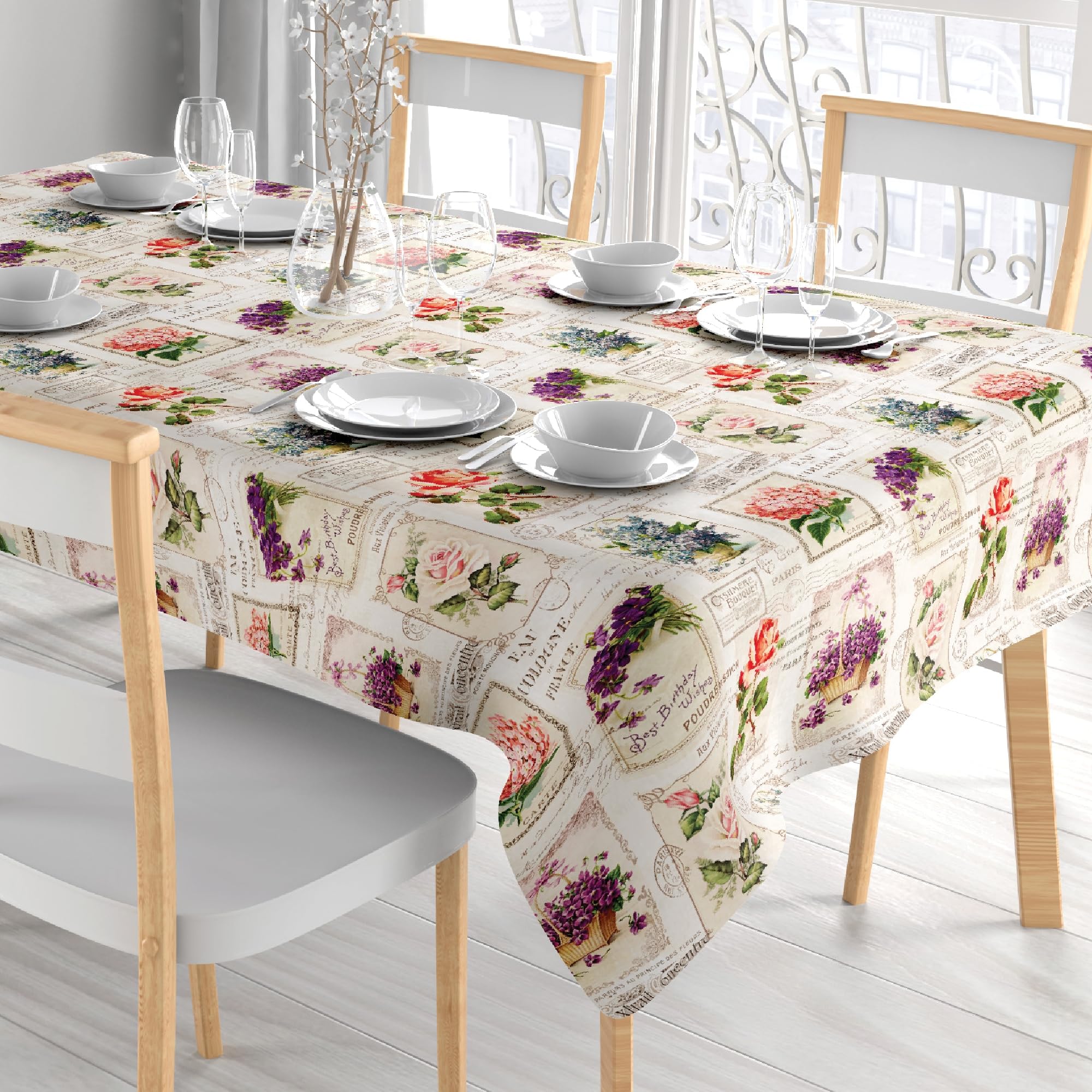 Nappe polyester imprimé anti-taches ronde 150 cm lavable Comart