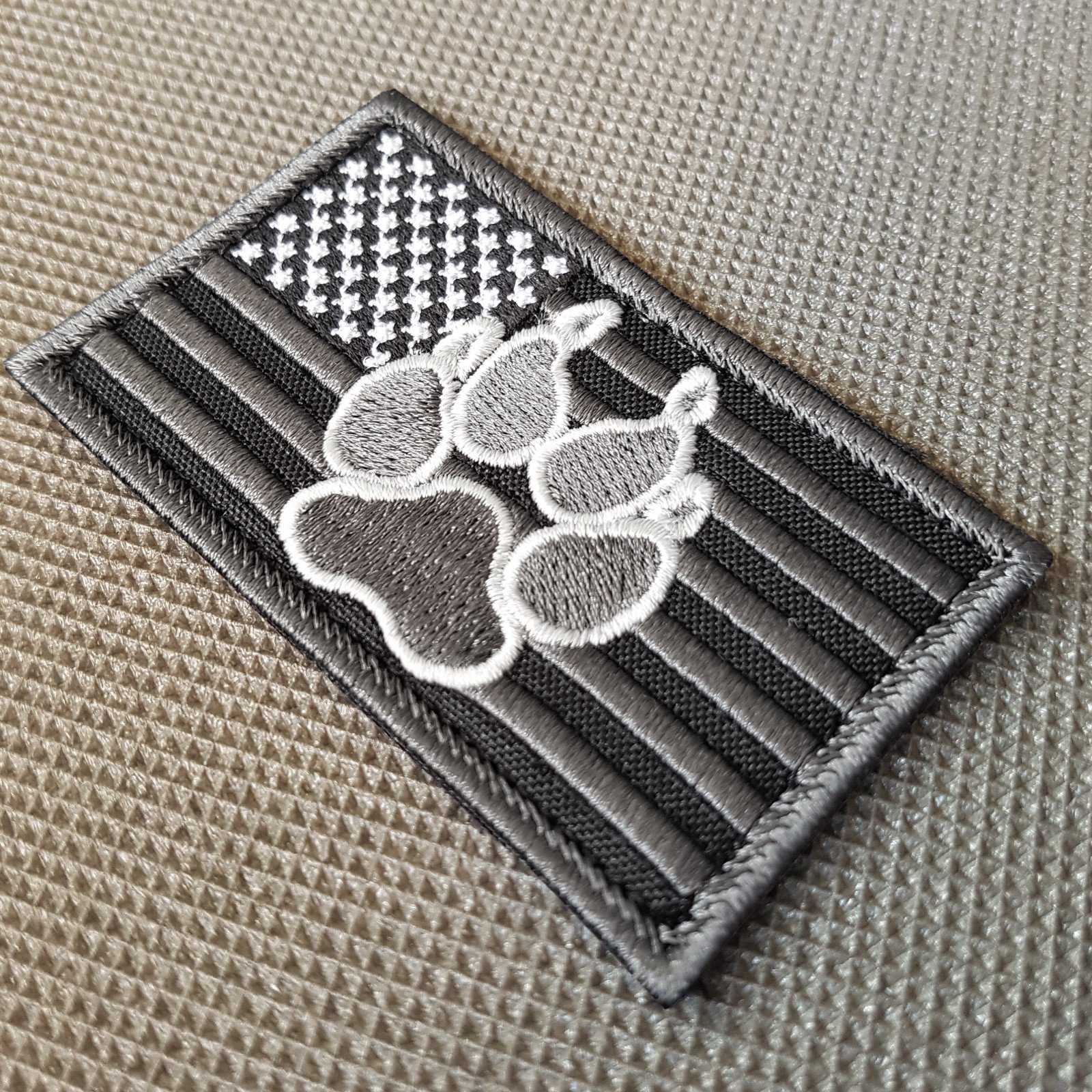 USA American Flag K-9 Dog Handler Morale Tactical Embroidery Touch Fastener Patch (Subdued)