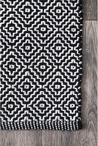 Miniatura 3 de nuLOOM Lorretta Tapete de área tejido a mano, Algodón, Negro