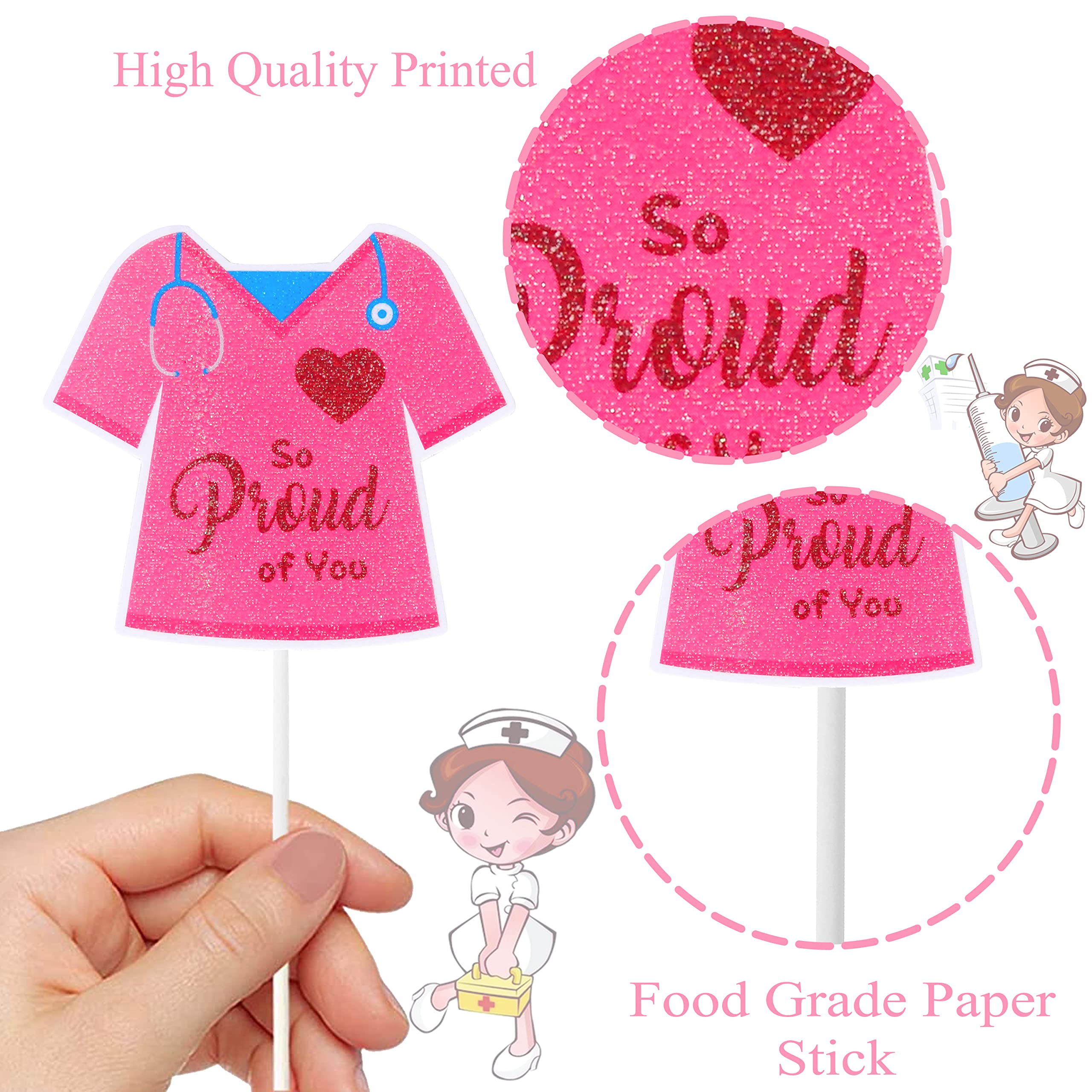 21-teiliger Cupcake-Topper Für Krankenschwestern – Stethoskop, Spritze, Pille & Thermometer, Für RN-Party, Abschluss & Mottoparty