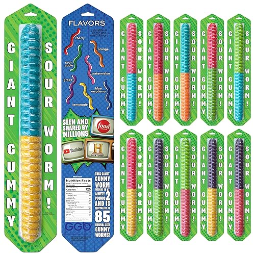 Miniatura 8 de Gusano de gomita gigante agrio  Caramelo de gomita grande de 2 libras con gran sabor picante de GGB Candies (cerezanaranja)