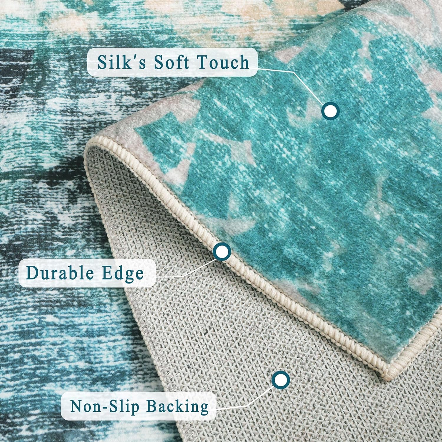 vivorug Runner Rug 2x10 Machine Washable Rug with Non-Slip Backing, Ideal for Kitchen Hallway Entryway Laundry Room - Modern Abstract, Durable, Easy Clean, Low Pile Carpet Runner, Rosy Clouds