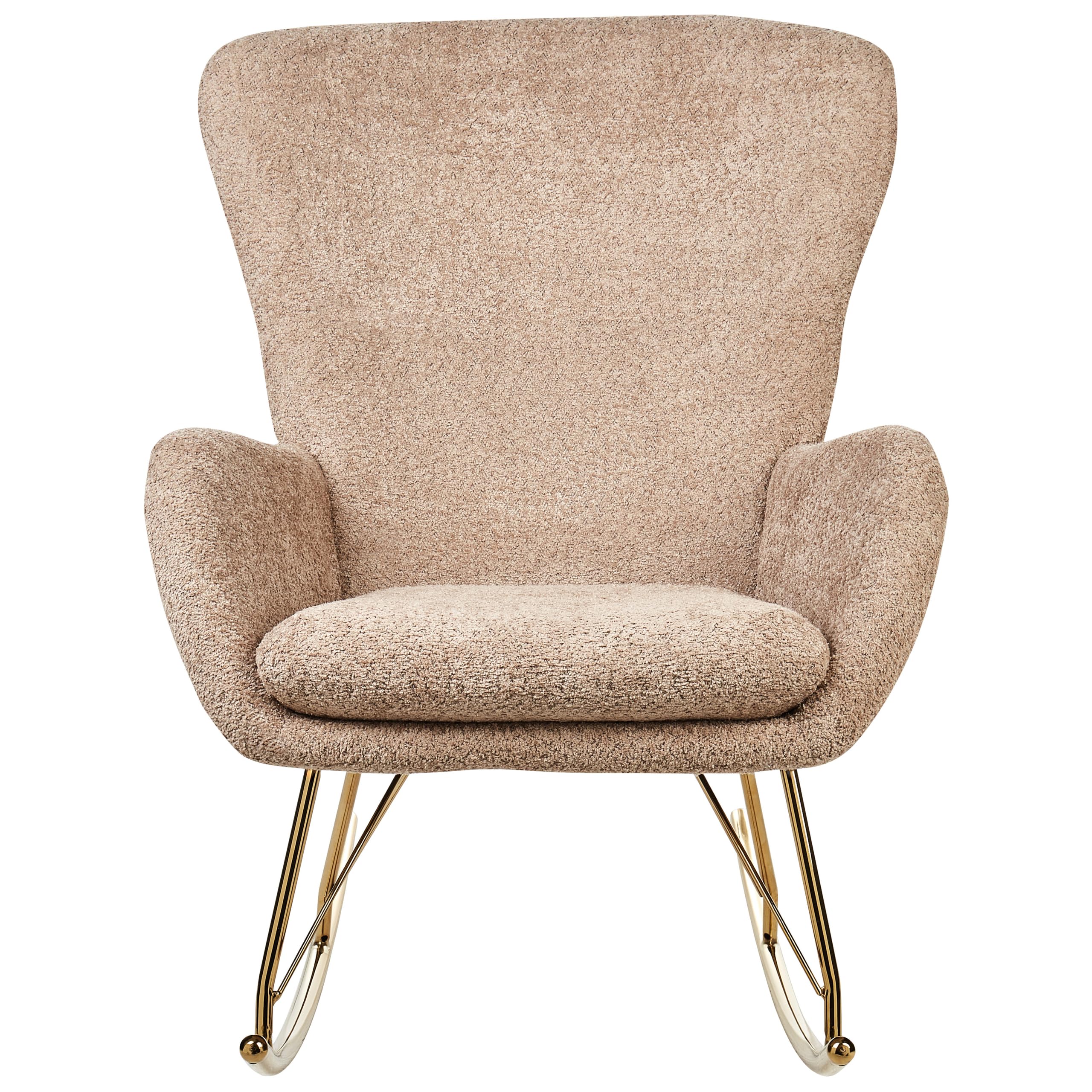 Beliani Schaukelsessel Bouclé Stoff beige/Gold Schaukelstuhl modern elegant edel Anaset