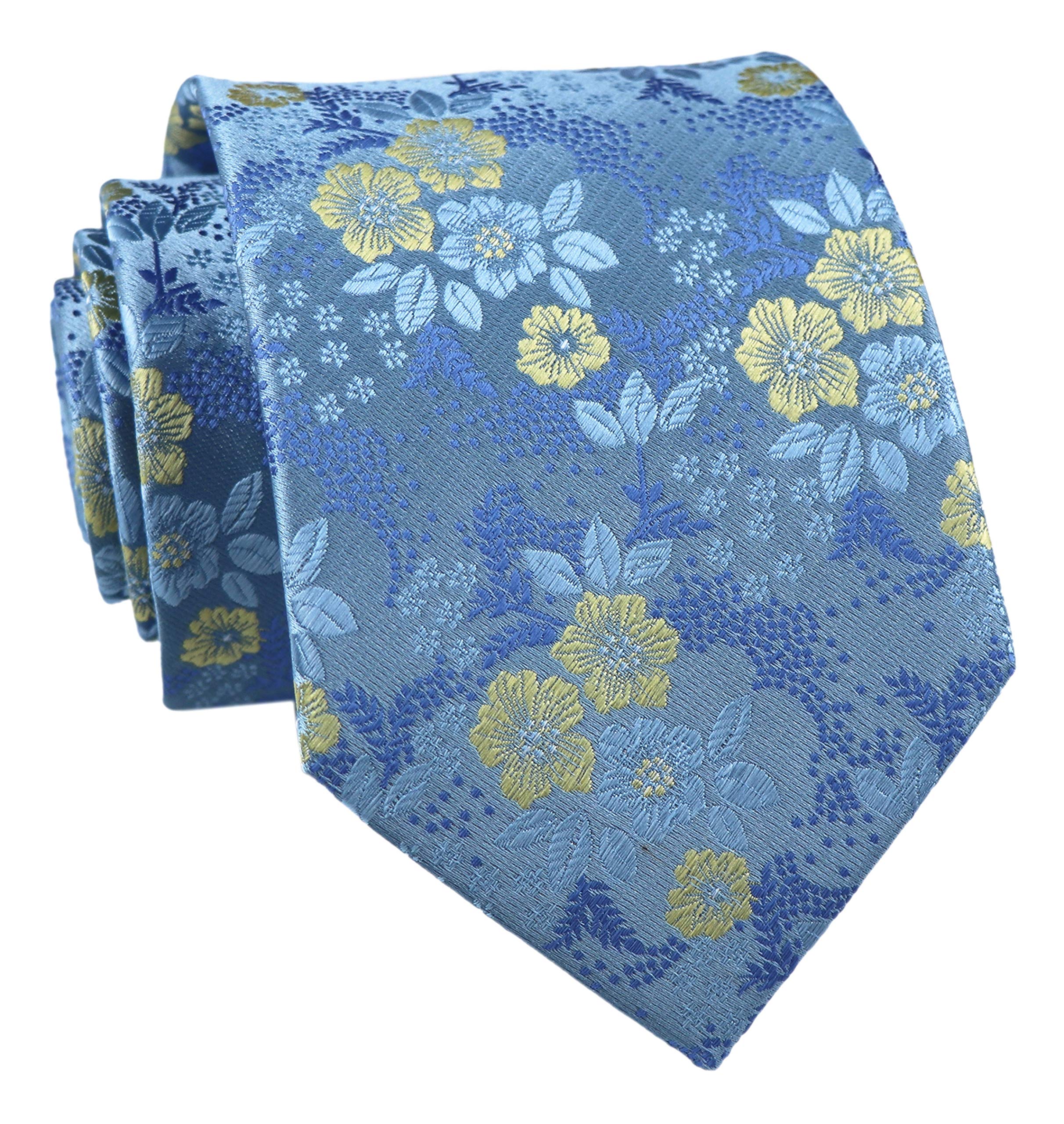 Elfeves Men's Tie Cravat Jacquard Luxury Small Floral Pattern Wedding Necktie