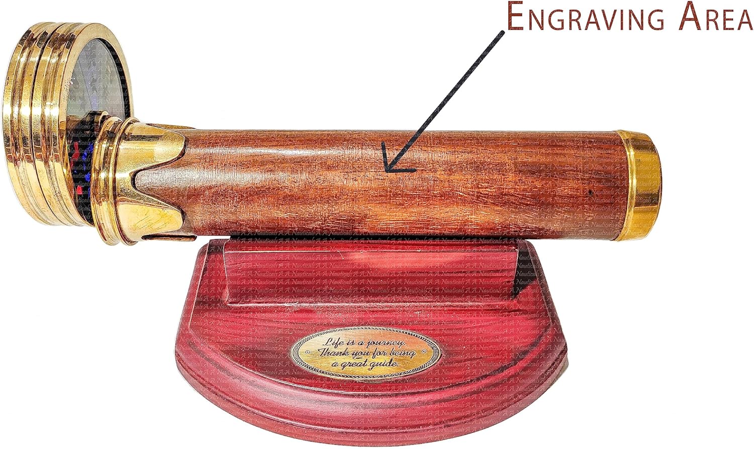 A.A.Nauticals - Personalised Flower Wheels Kaleidoscope with Stand, Solid Brass & Wood 360 Degree Rotatable 2 Wheel Kaleidoscope - Handmade Toy for Men, Women Children