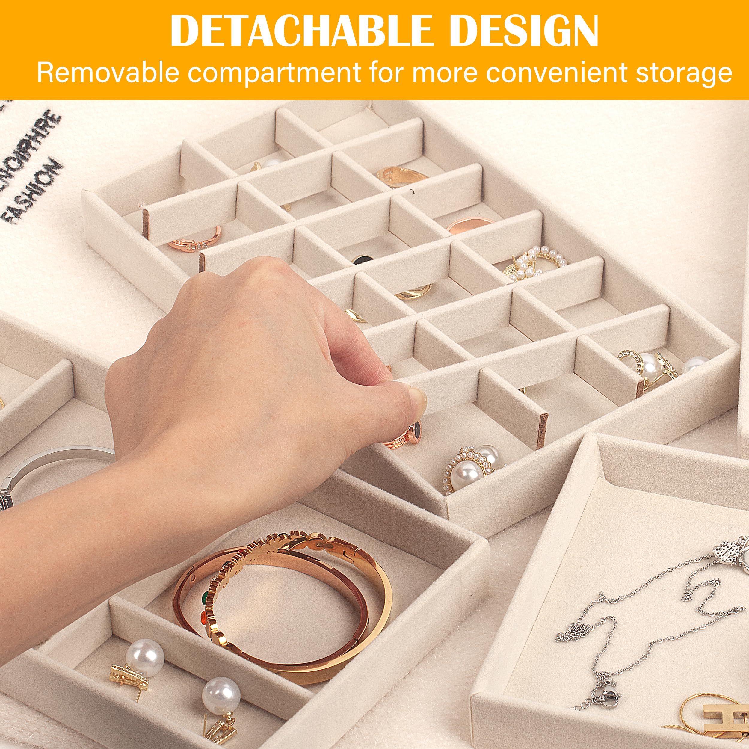 Schmuck Organizers,Schmucktablett,Schmuckaufbewahrung schublade, Schmuckeinsatz für Schubladen,Schmucktablett Stapelbar,Zum Aufbewahrung und Präseneren Von Ohrringe