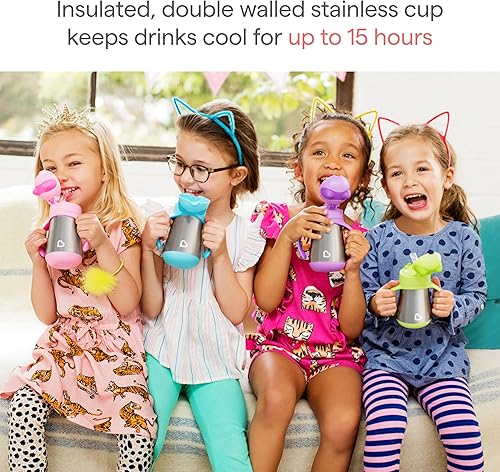 Miniatura 2 de Munchkin - Vaso de popote de acero inoxidable con diseño de gato, 236 ml, Total 1, Azul Azul,Rosa,Púrpura,Verde,https://www.amazon.com/dp/undefined
