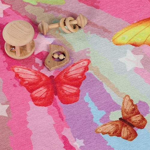 Miniatura 9 de SUPERIOR Chasing Butterflies - Alfombra de poliéster de tejido plano para niños con respaldo antideslizante, 5 pies 7 pulgadas x 8 pies 9 pulgadas,