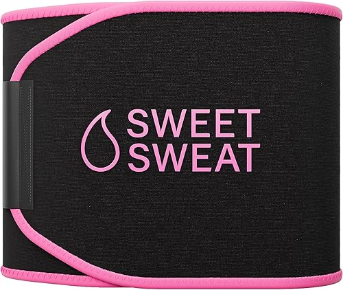 Vista 15 de Sports Research Sweet Sweat - Faja reductora de cintura (serie core), banda de fitness para mejorar el sudor para mujeres y hombres Negro/Rosa