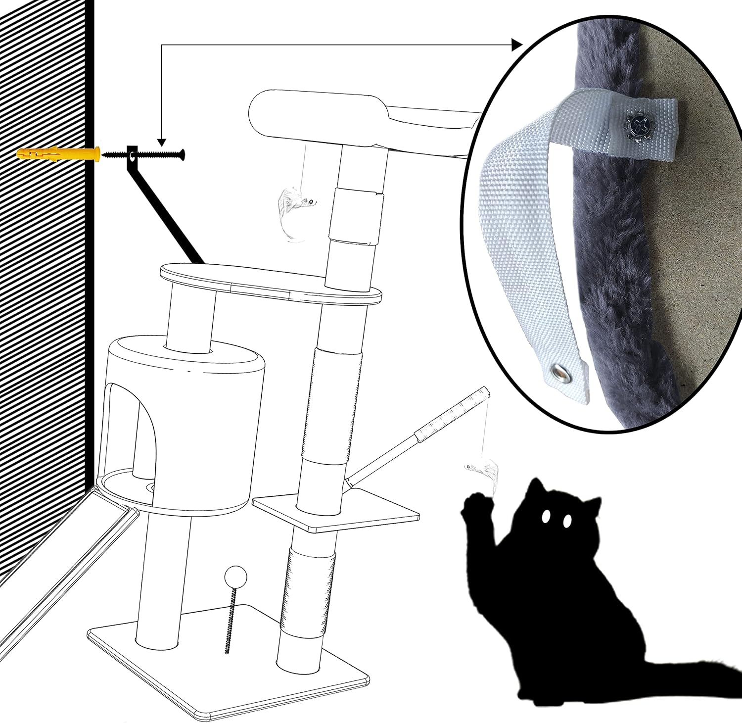 VOUNOT Cat Tree Tower, Cat Condo with Sisal Scratching Post, Multi Level Cat Climbing Frame Indoors, Cat Activity Tree, Grey, XL