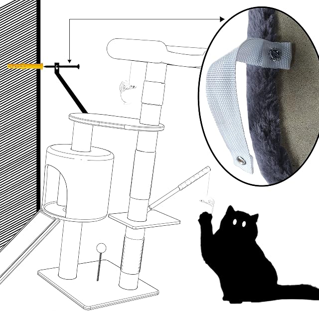Foto 5 de 7 de VOUNOT® Árbol Rascador para Gatos con Plataformas y Refugios, 112cm, Gris