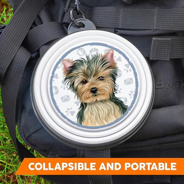 Foto 2 de 8 de Yorkshire - Yorkie - Cuenco plegable portátil con mosquetón para viajes, cuenco para mascotas, práctico…
