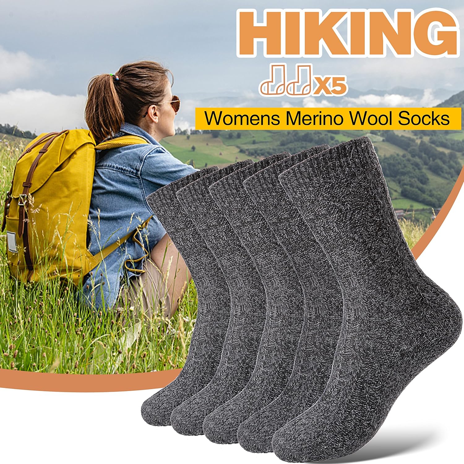 ANTSANG Merino Wool Socks for Women Hiking Thermal Warm Thick Winter Boot Crew Cozy Cabin Work Soft Ladies Socks 5 Pairs - Image 5