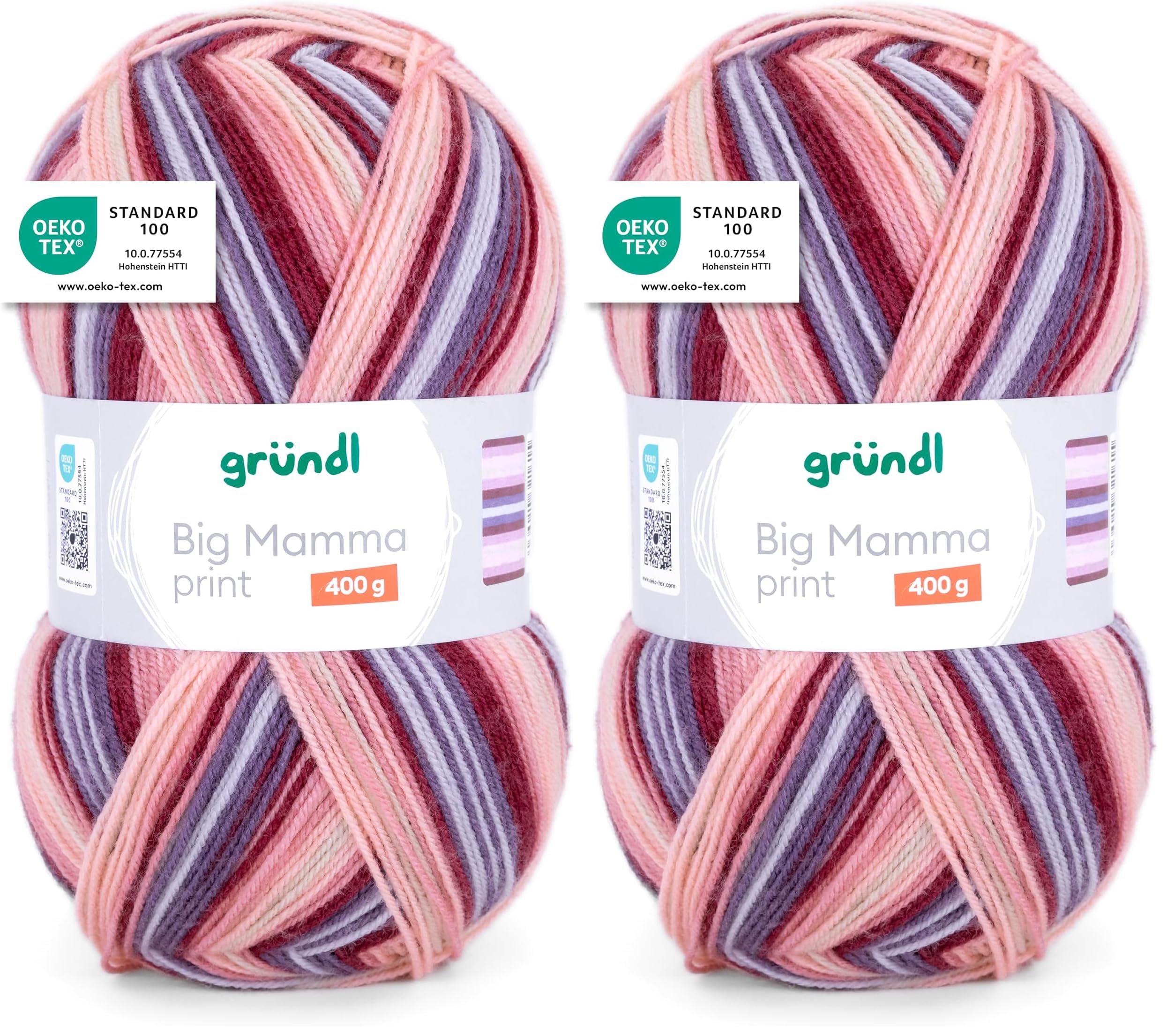 Laine XXL à tricoter Gründl Big Mamma Print pelote de 400g lot de 2