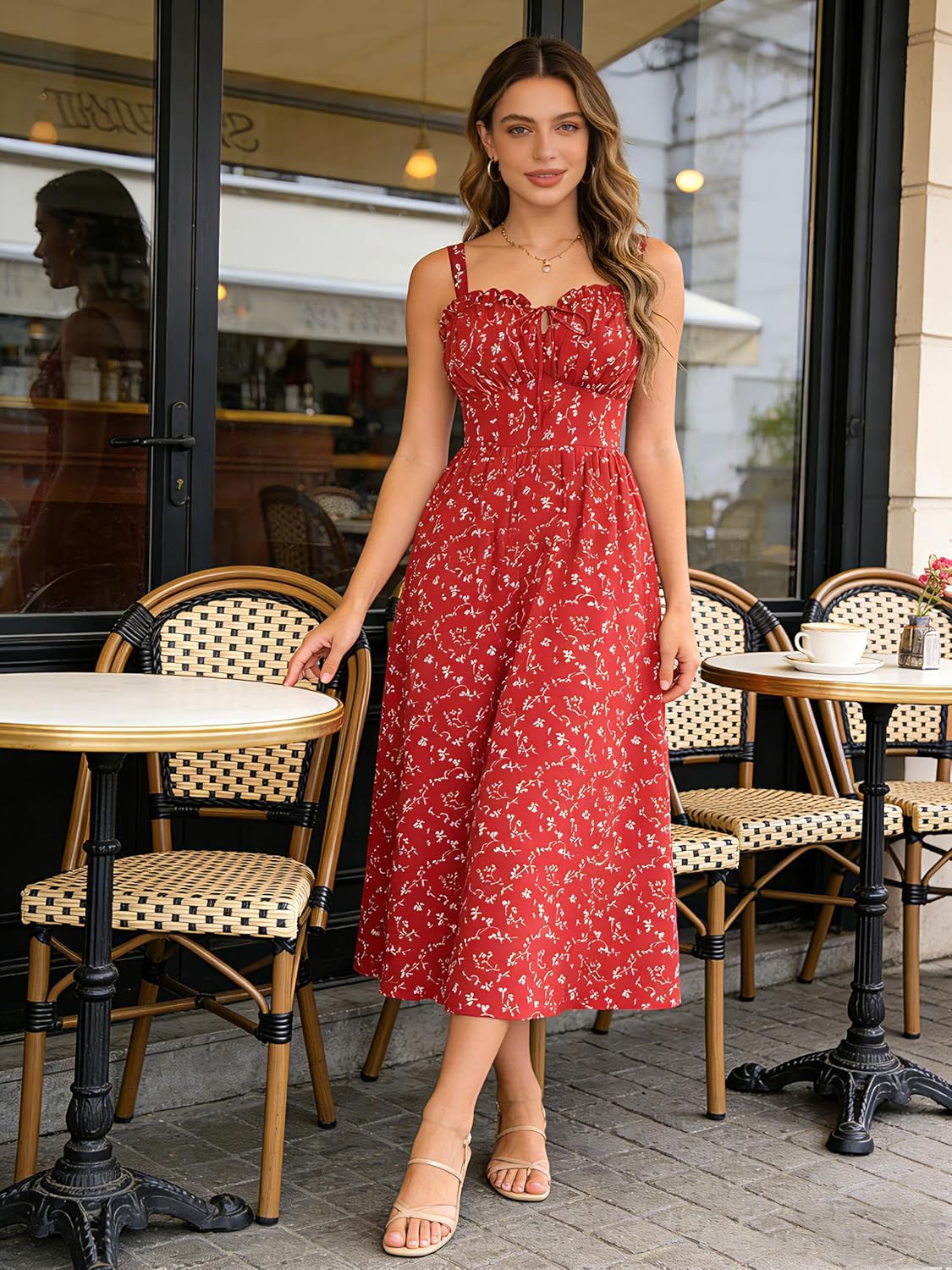 Scarlet Darkness Summer Dresses for Women 2026 Floral Corset Dress Long Milkmaid Dress with Pocket - Image 5