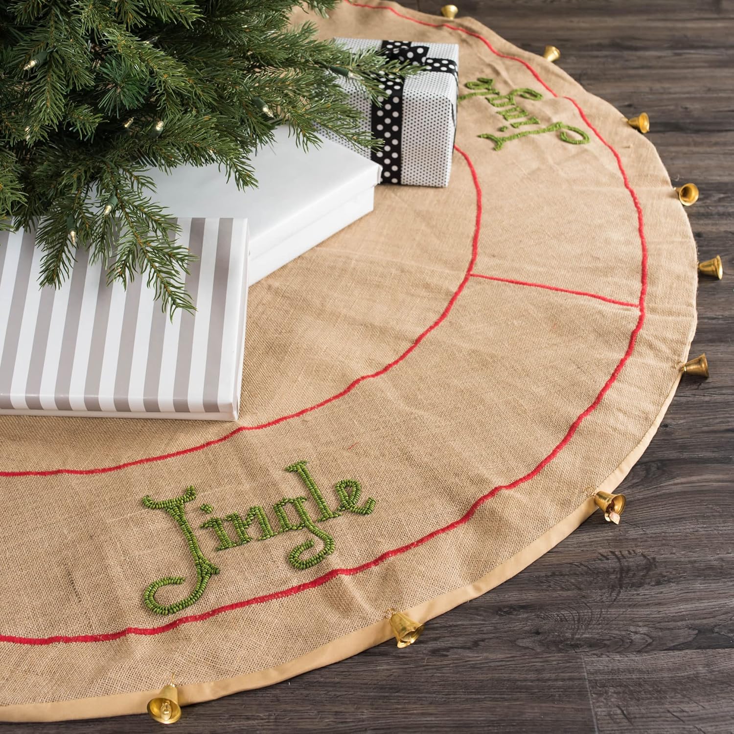 Vickerman Decorative 60" Burlap Jingle Collection Christmas Tree Skirt