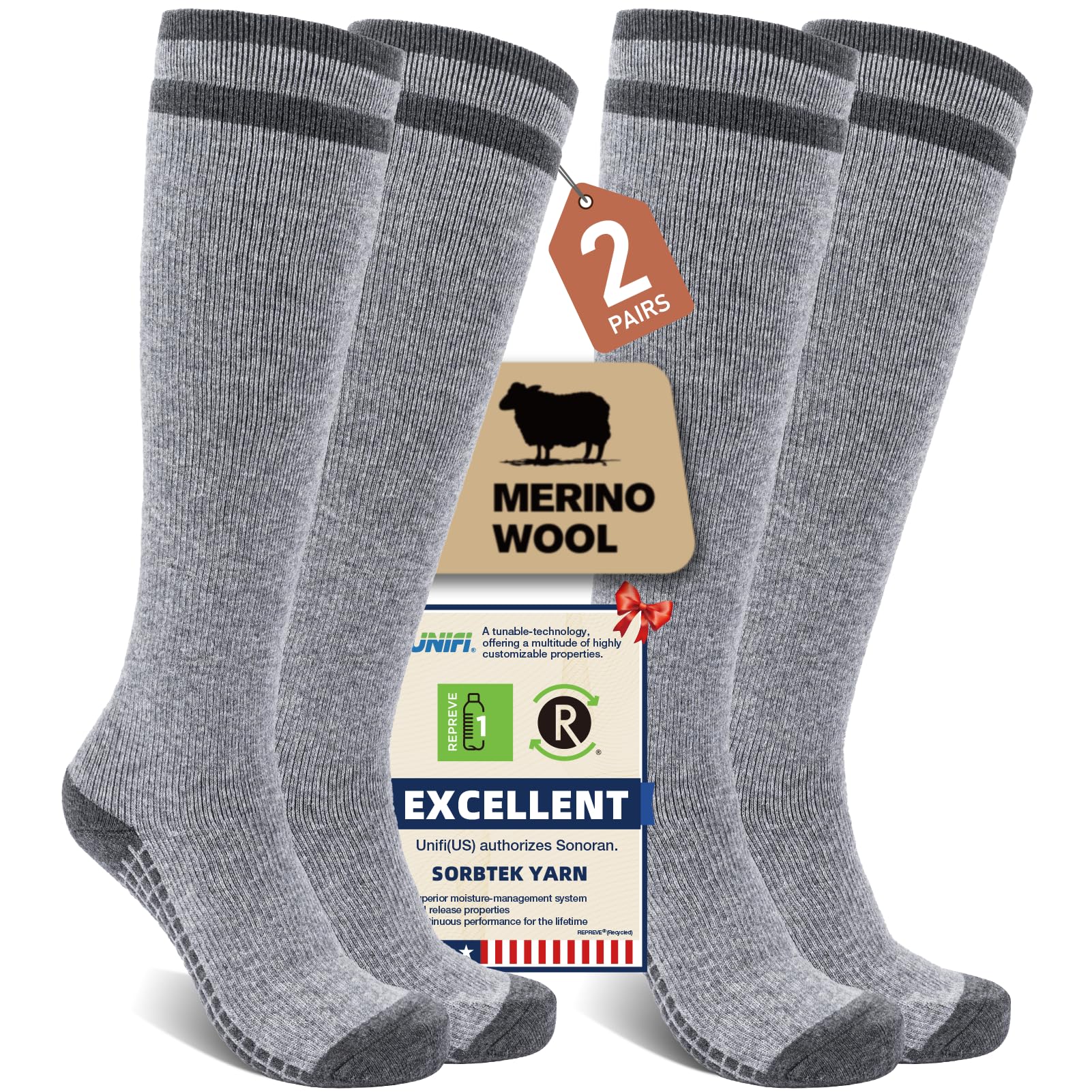Merino Wool Compression Socks for Women Men (2/3 Pairs) Knee High Winter Thermal Thick Warm for Nurse Pregnant Travel