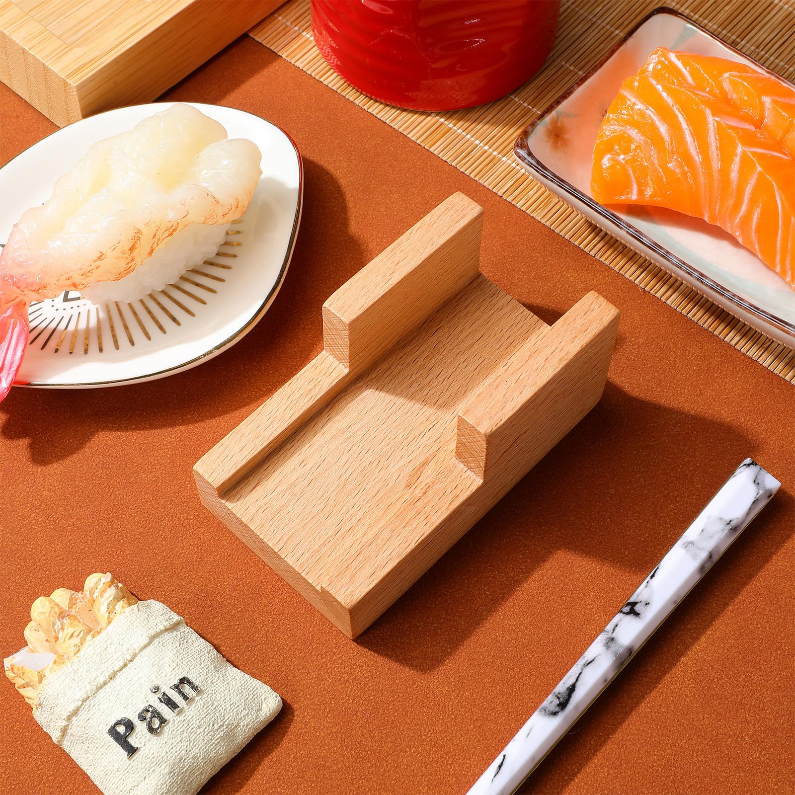 Gatuida Lot de 5 Supports à Sushis en Bois, à Fentes Plates, Style Japonais, pour La Maison, Les Restaurants Et Les Fêtes. Plateau de Service, Assiette à Sashimi, Présentoir à Aliments.