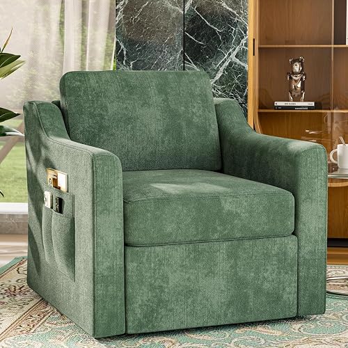 360 Swivel Accent Chair with Lumbar Support, Swivel Armchair with