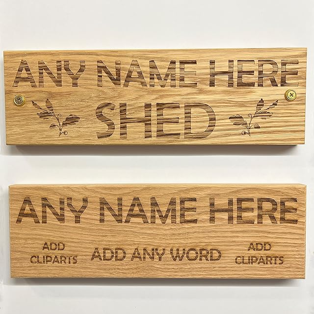 Cutncraft Designs Personalised Solid Oak Large Wooden Sign Plaque Custom Made Wall Door Decor Idea 30 x 9.5 x 2cm (11.8"x3.7"x0.8")