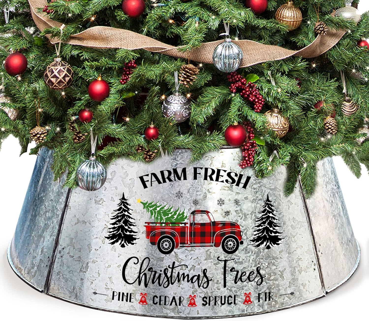 Metal Christmas Tree Collar 29 Inch Diameter Base, Christmas