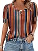 OFEEFAN Blusas de Manga Corta para Mujer, con Botones, Escote en V, Primavera, Verano, Moda, Tallas Grandes, Casual Elegante 1