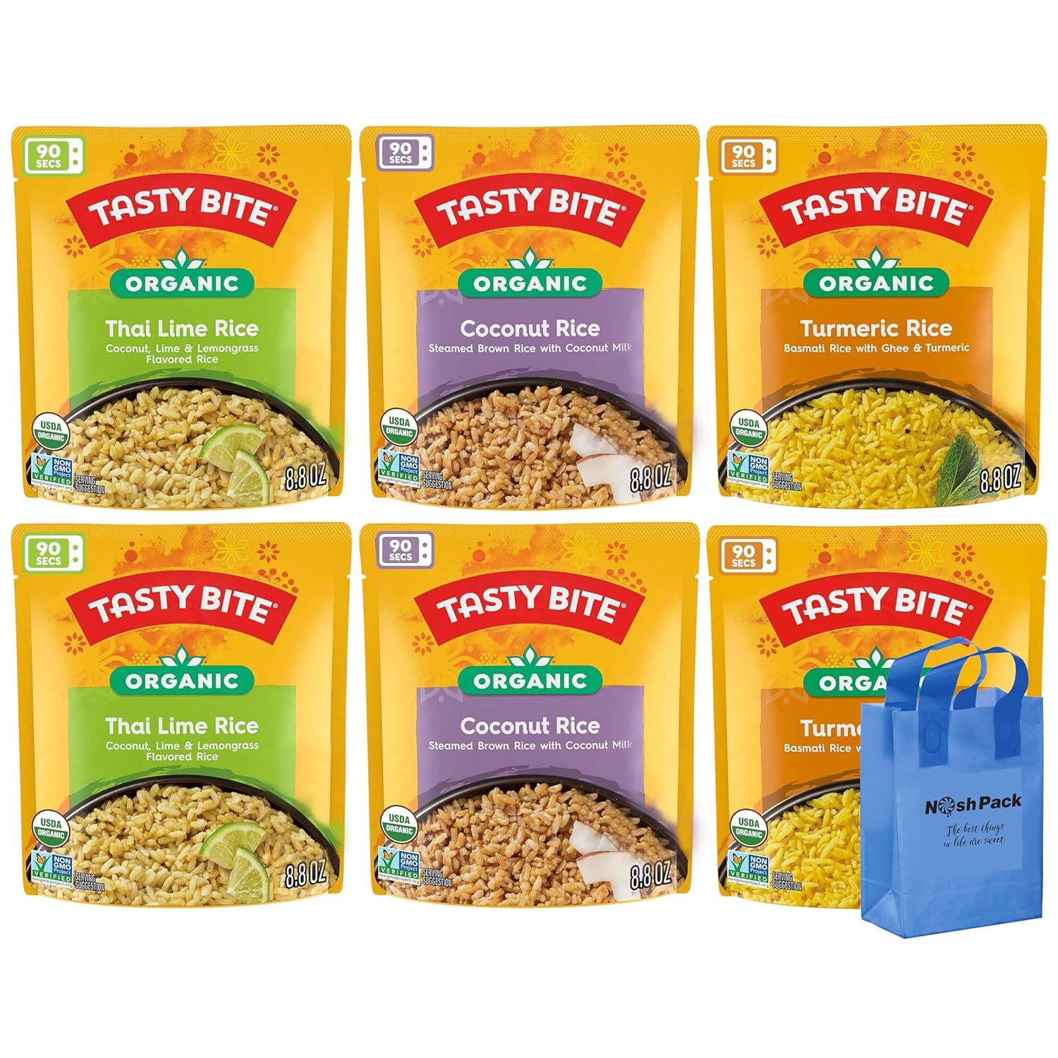 Tasty Bite Organic Rice, Variety Pack with Coconut Rice