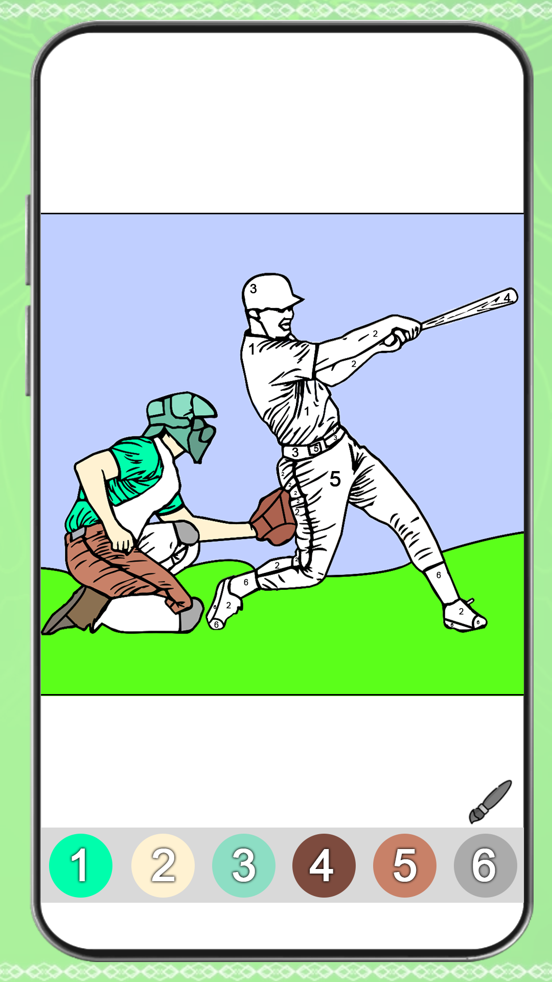 Baseball Paint by Number Sports Paint + Glitter + Crayon + Oil Paint