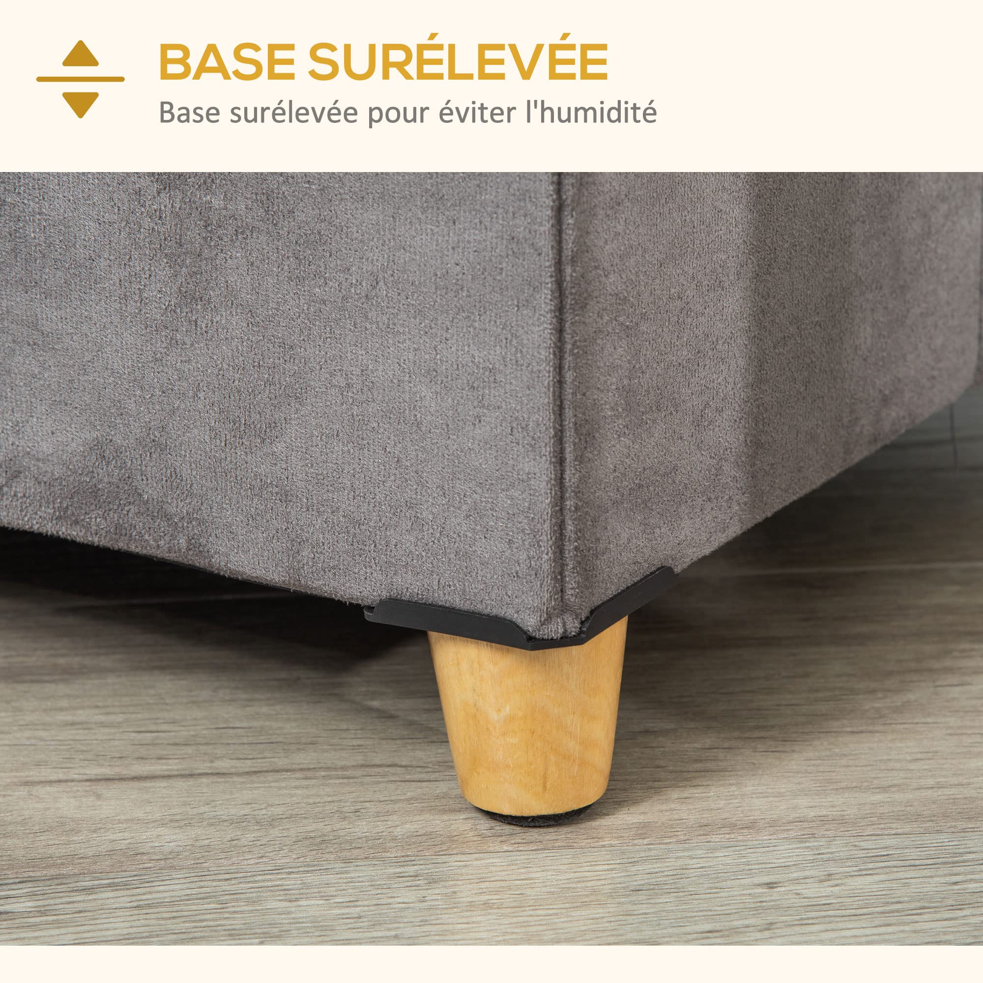 PawHut Niche Chat Maison de Chat Design surélevé avec Coussin amoviable et Lavable en Peluche Doux Repose-Pieds, Dessus ouvrable, Gris