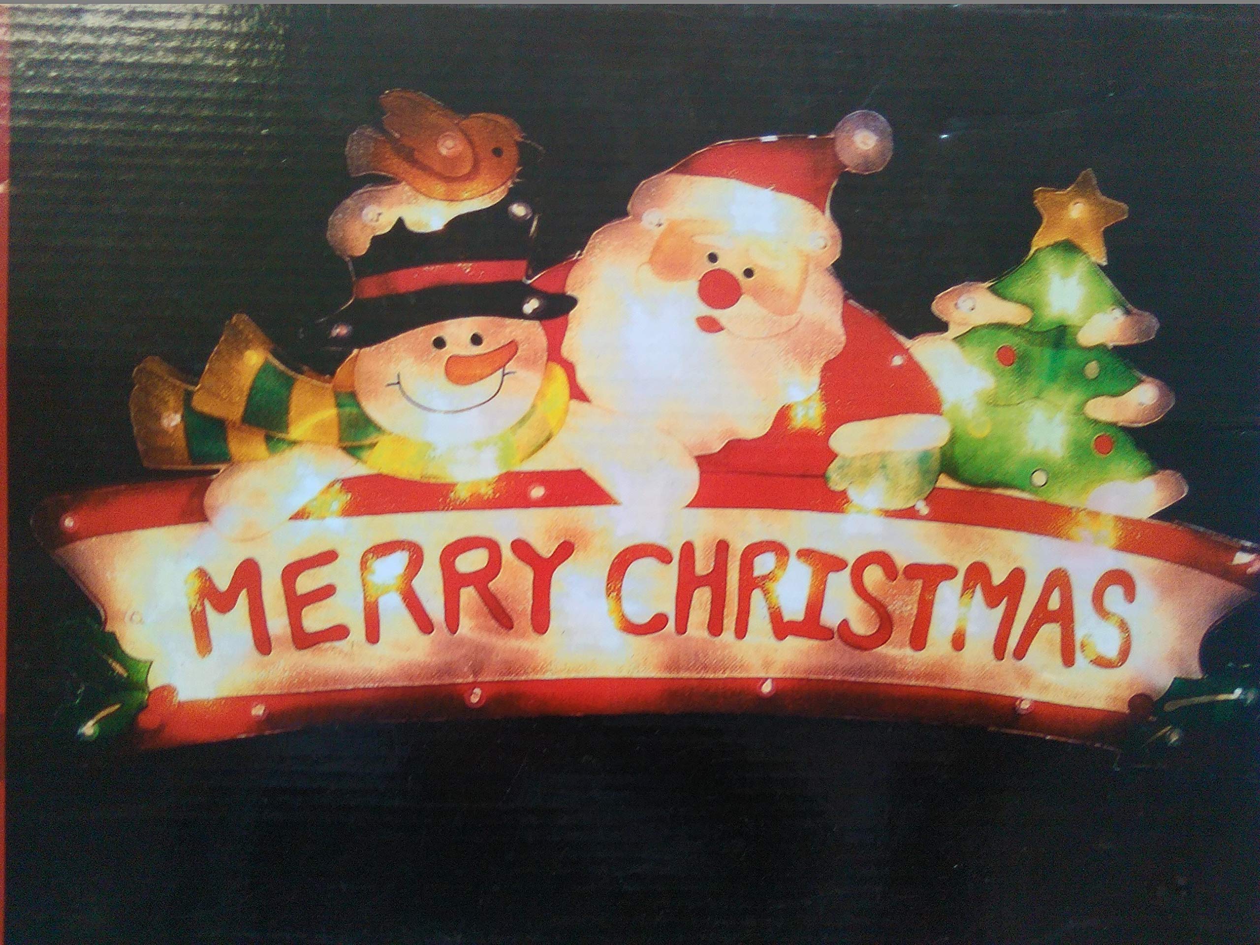 45x24cm Santa-Snowman-Tree Merry Christmas Silhouette