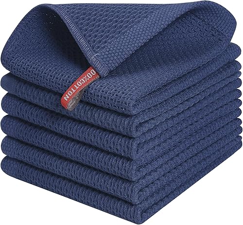 Miniatura 500 de Kitinjoy - Paños de cocina 100% algodón, paquete de 6 paños de cocina ultra suaves y absorbentes para secar platos, toallas de cocina de secado