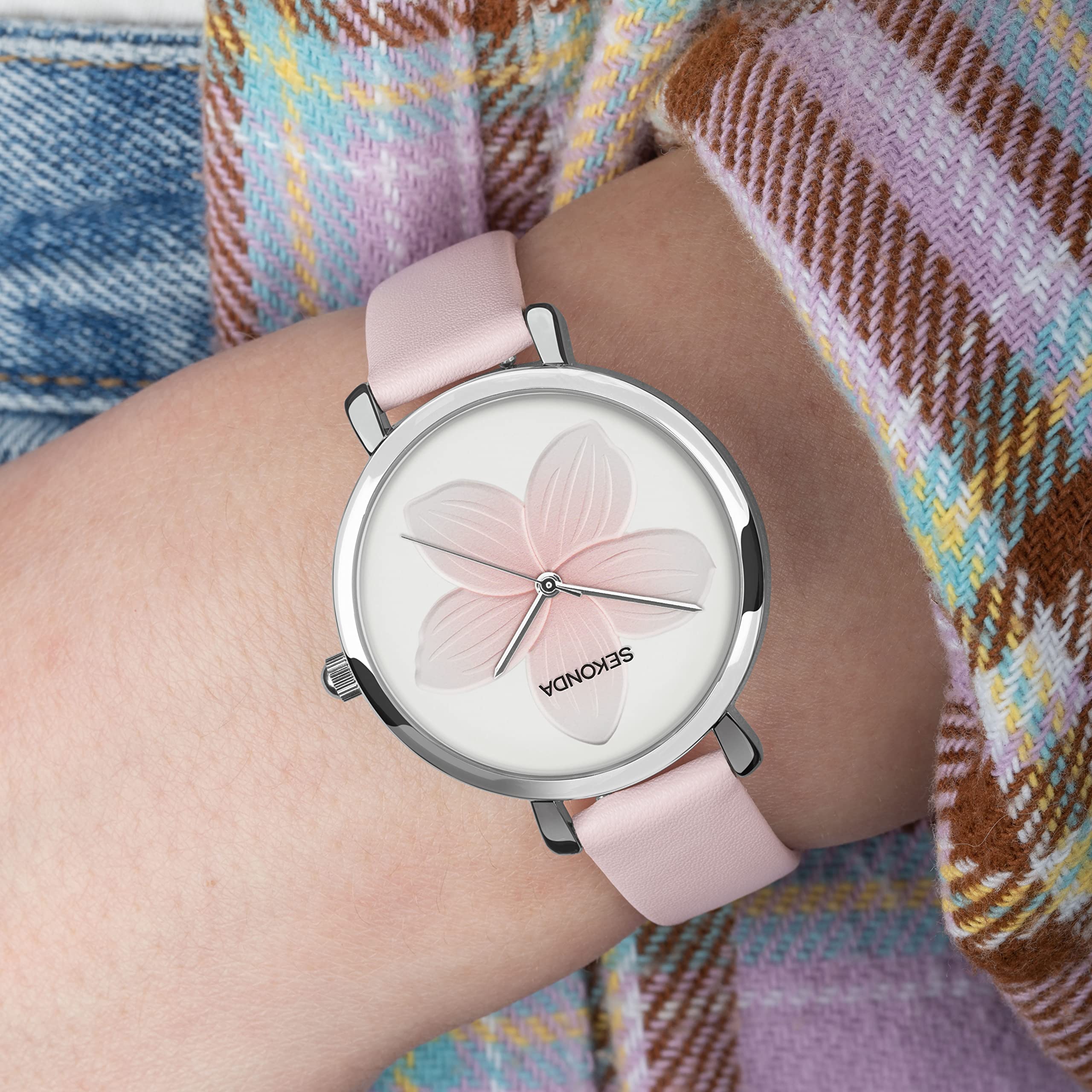 Sekonda Frangipani damski zegarek kwarcowy 39 mm w kolorze białym z wyświetlaczem analogowym i paskiem PU