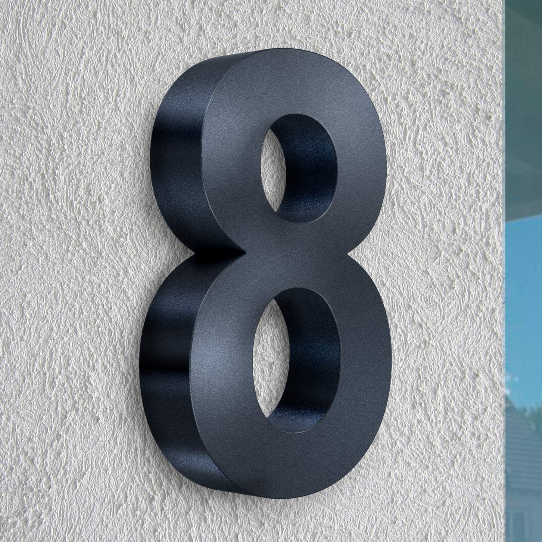 Metzler 3D Hausnummer in Anthrazit aus Stahl - Hausnummer mit Pulverbeschichtung in Feinstruktur 7016 Anthrazitgrau matt - Höhe 20cm / Tiefe 3,5 cm - inkl. Montagematerial - Ziffer 1