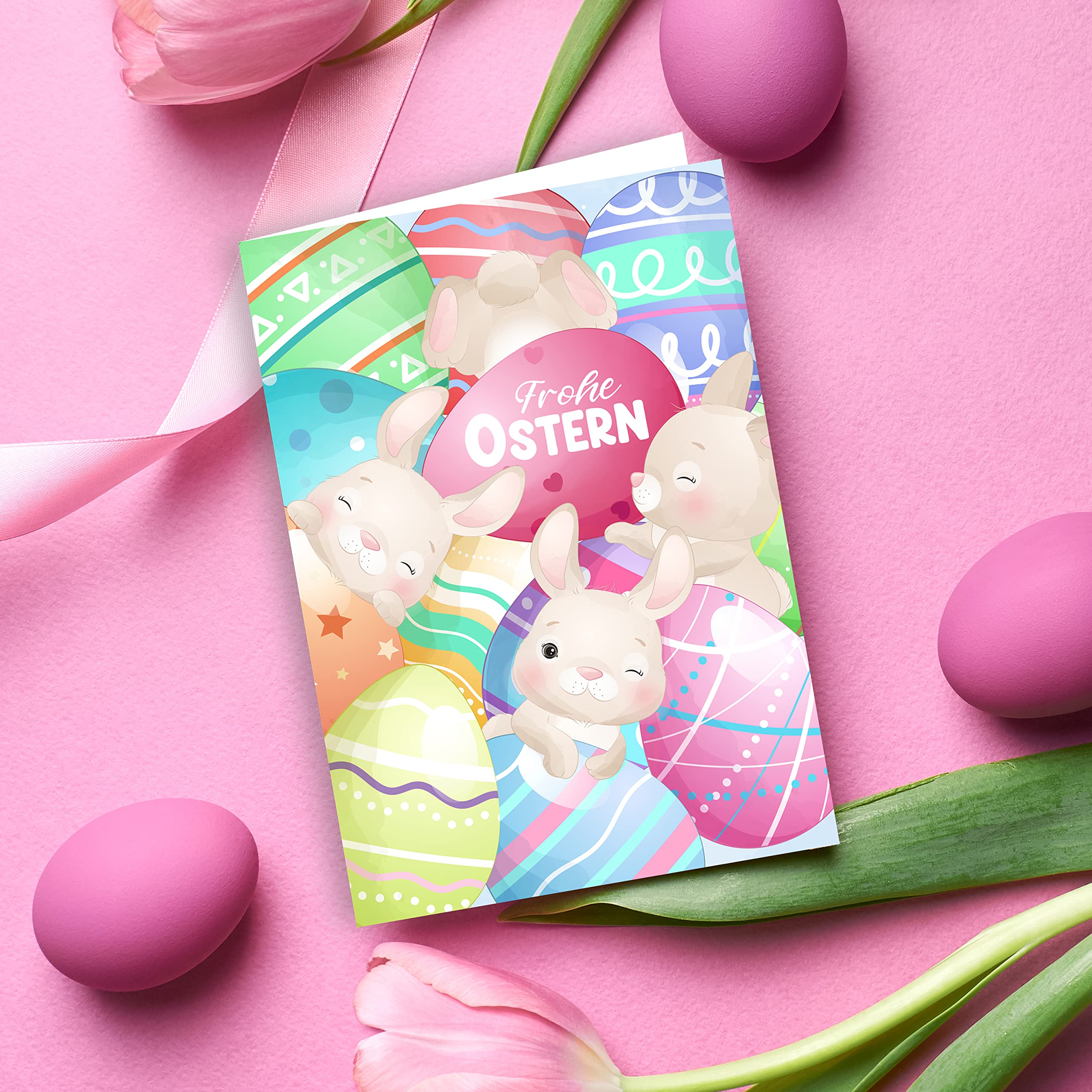 Easter Cards with Envelope Set of 12 Hinged Happy Easter Greeting Cards in A6 Folding Cards with Cute Rabbit Flowers Eggs Happy Easter Cards Card Set Envelope High Quality Business - Image 4