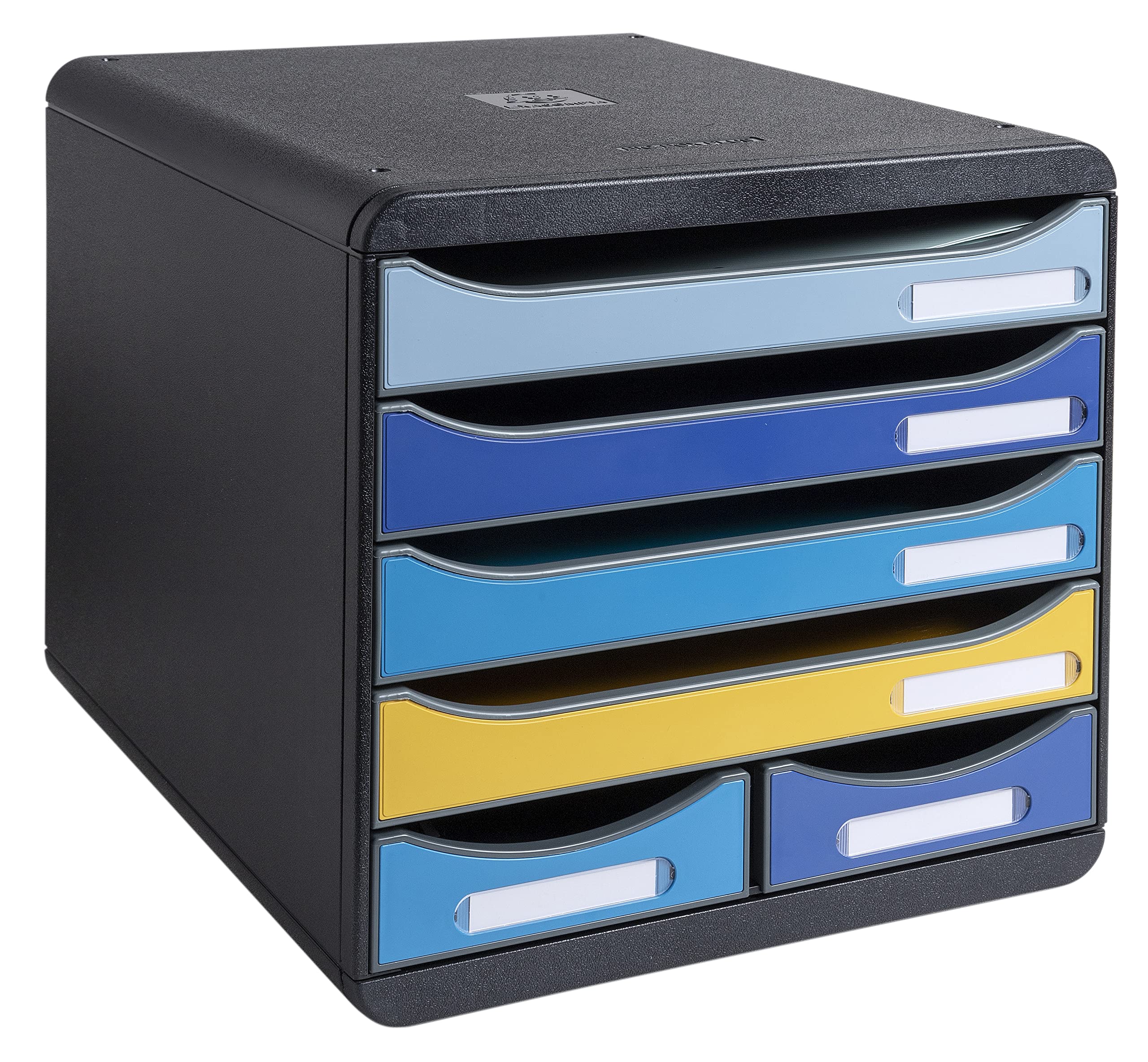 Exacompta - Rif. 3124202D - BIG-BOX MAXI - 1 Cassetto 4 cassetti per documento A4+ e 2 cassetti piccoli per utensili - Dimensioni esterne: P 34,7 x 27,8 x H 27,1 cm - BeeBlue
