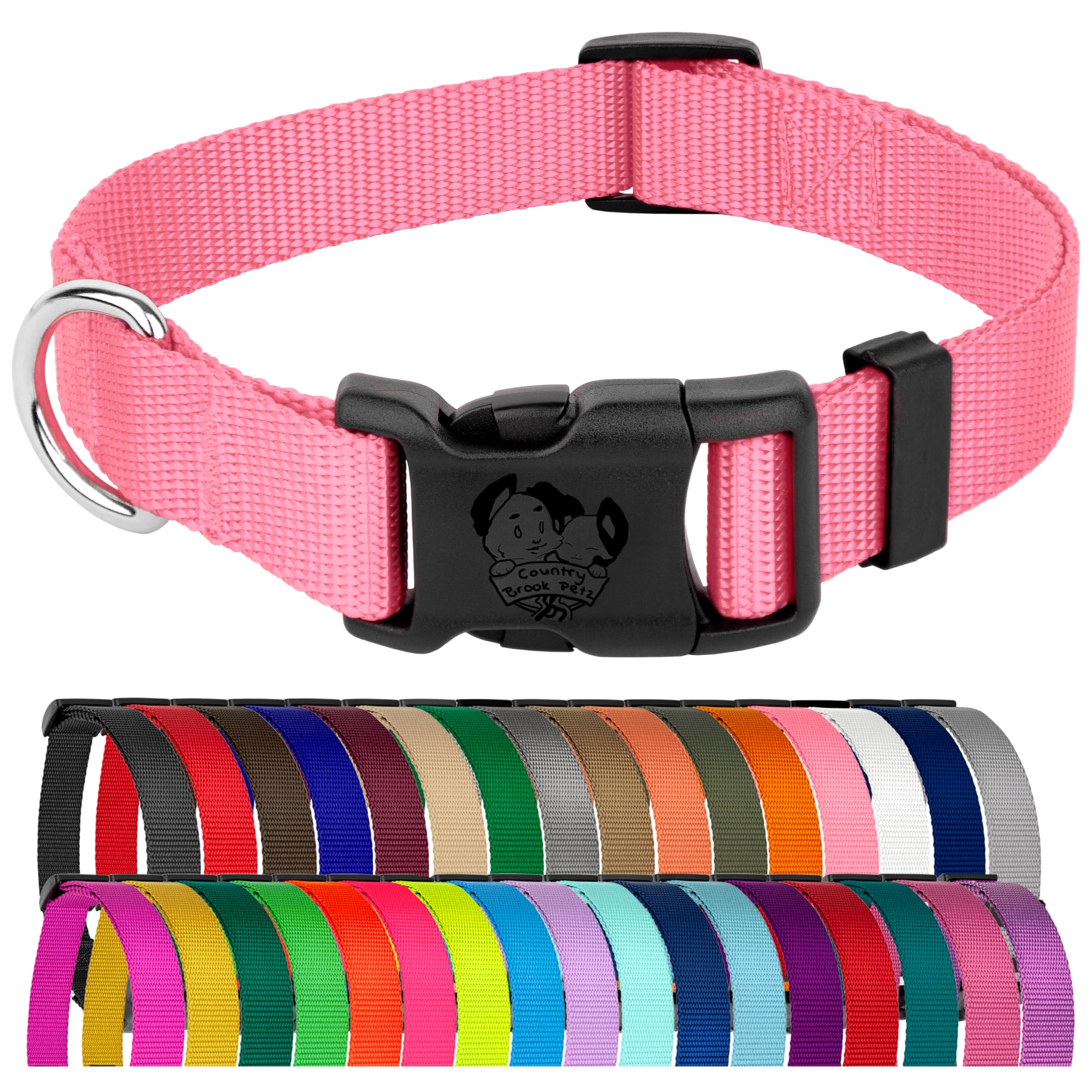 Country Brook Petz - Everyday Nylon Dog Collar for Large, Medium, and Small Dogs and Puppies - for Everyday Use in 10+ Warm Colors (Extra Large, 1