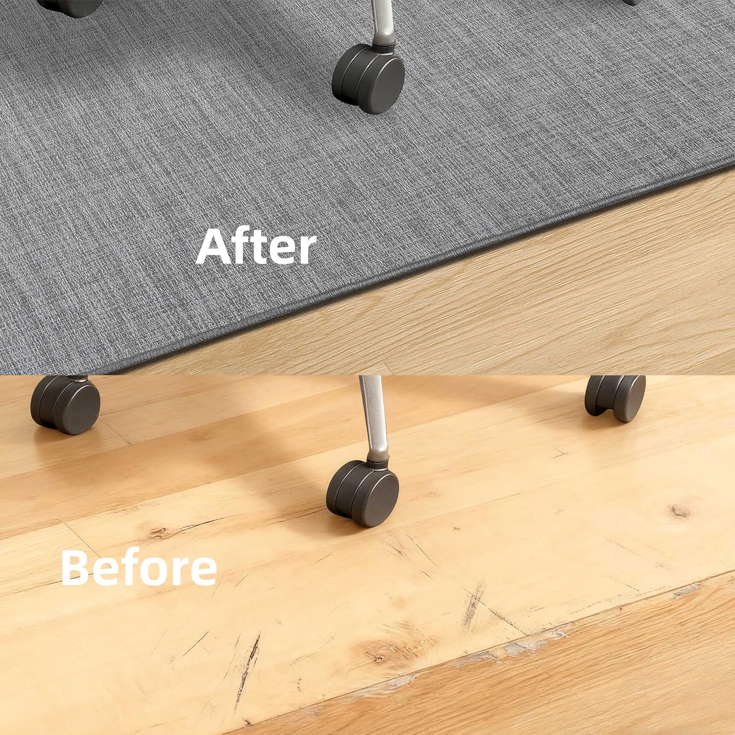 Office Chair Mat for Hardwood Floors,Thick Rubber Mat – Heavy Duty Anti-Slip Protection for Rolling Chairs, Home Office Desk Rug (Dark Grey, 45"×53")