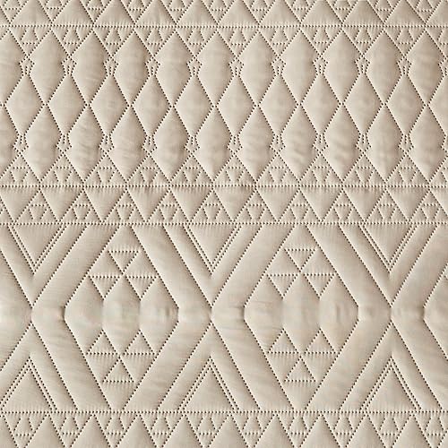 Vista 8 de akkialla King/Cal King Size Quilt Bedding Set,Beige Lightweight Microfiber Soft Bedspread,Modern Style Geometric Pattern Coverlet Set for All