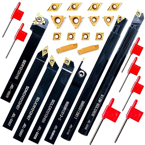 Herramienta de torneado para torneado, soporte de roscado, 21 unids - 7 unids 12 "soporte de roscado barras de taladrado+14 piezas insertos de