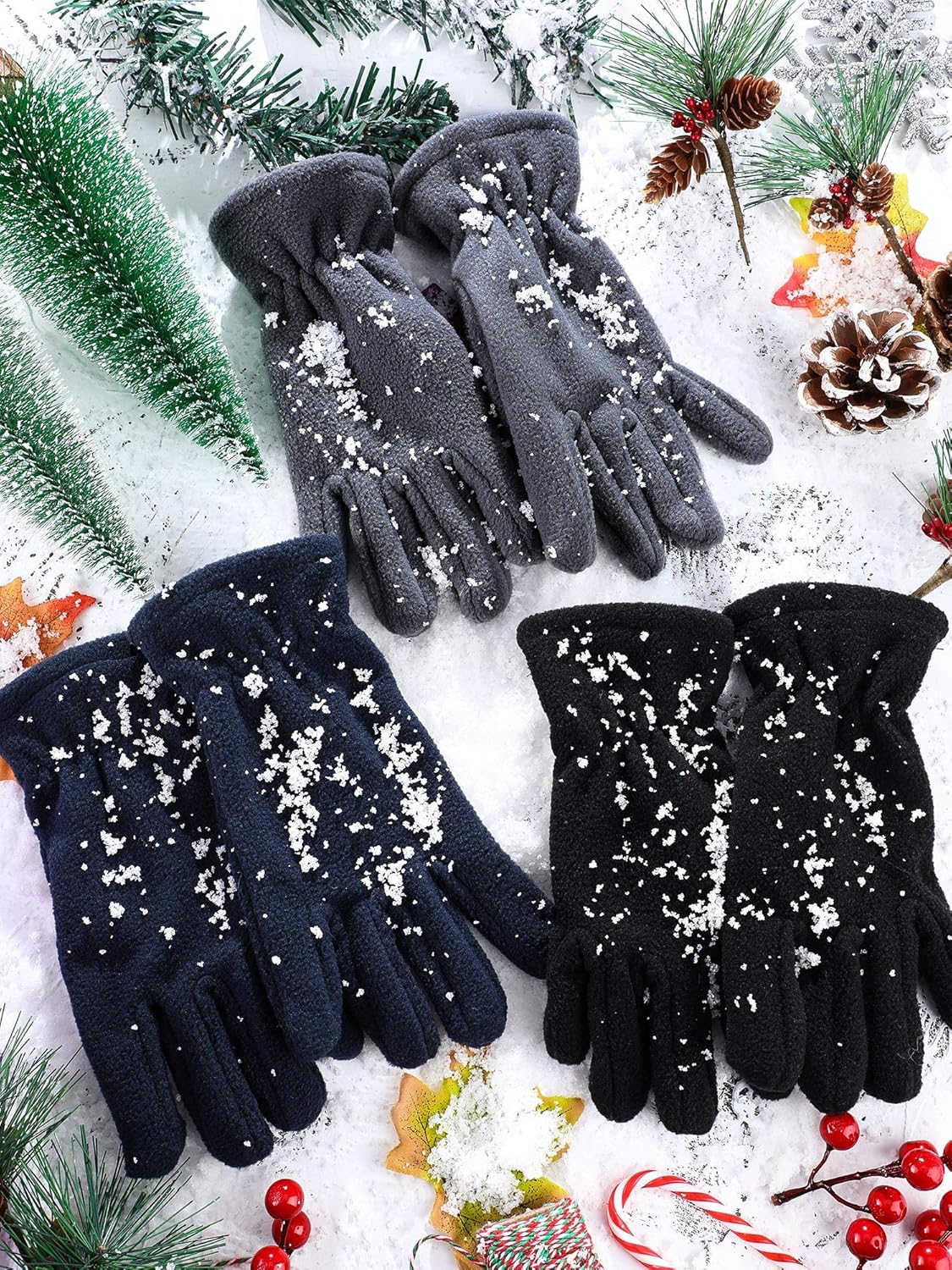 SATINIOR 3 Pairs Winter Fleece Gloves Kids Soft Warm Mitten for Boys Girls Full Fingers Outdoors Activities 5-12 Year - Image 4