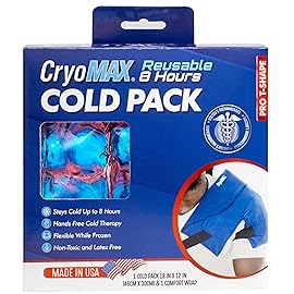 CryoMAX Reusable Cold Pack - 8-Hour Long-Lasting Cold Therapy Ice Pack, Adjustable Wearable Compress Straps, Best for Pain Relief, Injuries, Hip Surgery Swelling, and Migraines - T-Shape (1 Count)