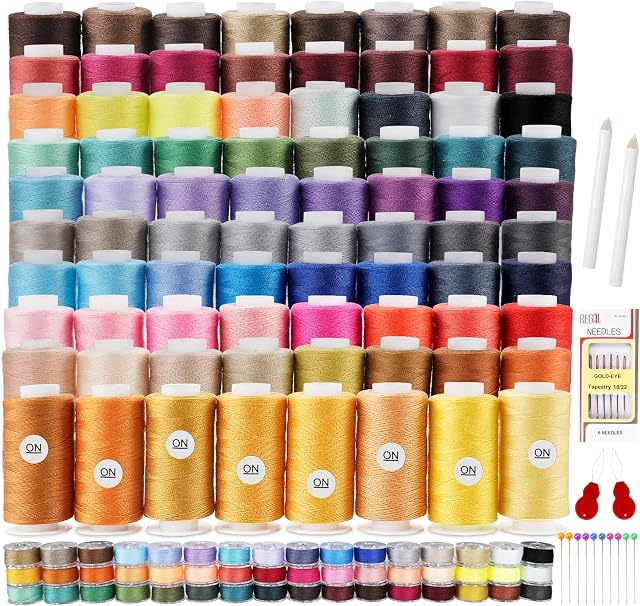 ilauke 80 Colors Sewing Thread,144 Pcs Bobbins Sewing Threads Kit for Hand/Sewing Machine, 400 Yards Sewing Machine Thread Spools for Sewing Brother Singer Janome Machine with Sewing Supplies
