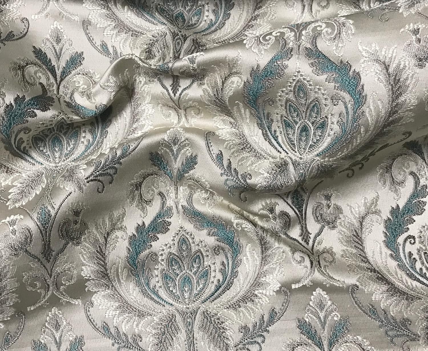 Luxurious Premium Jacquard Damask Design Furnishing Fabric for Upholstery Chair Window Treatments, Craft Renaissance Rococo Victorian 54" Width - Fabric by The Yard (Sapphire Blue)