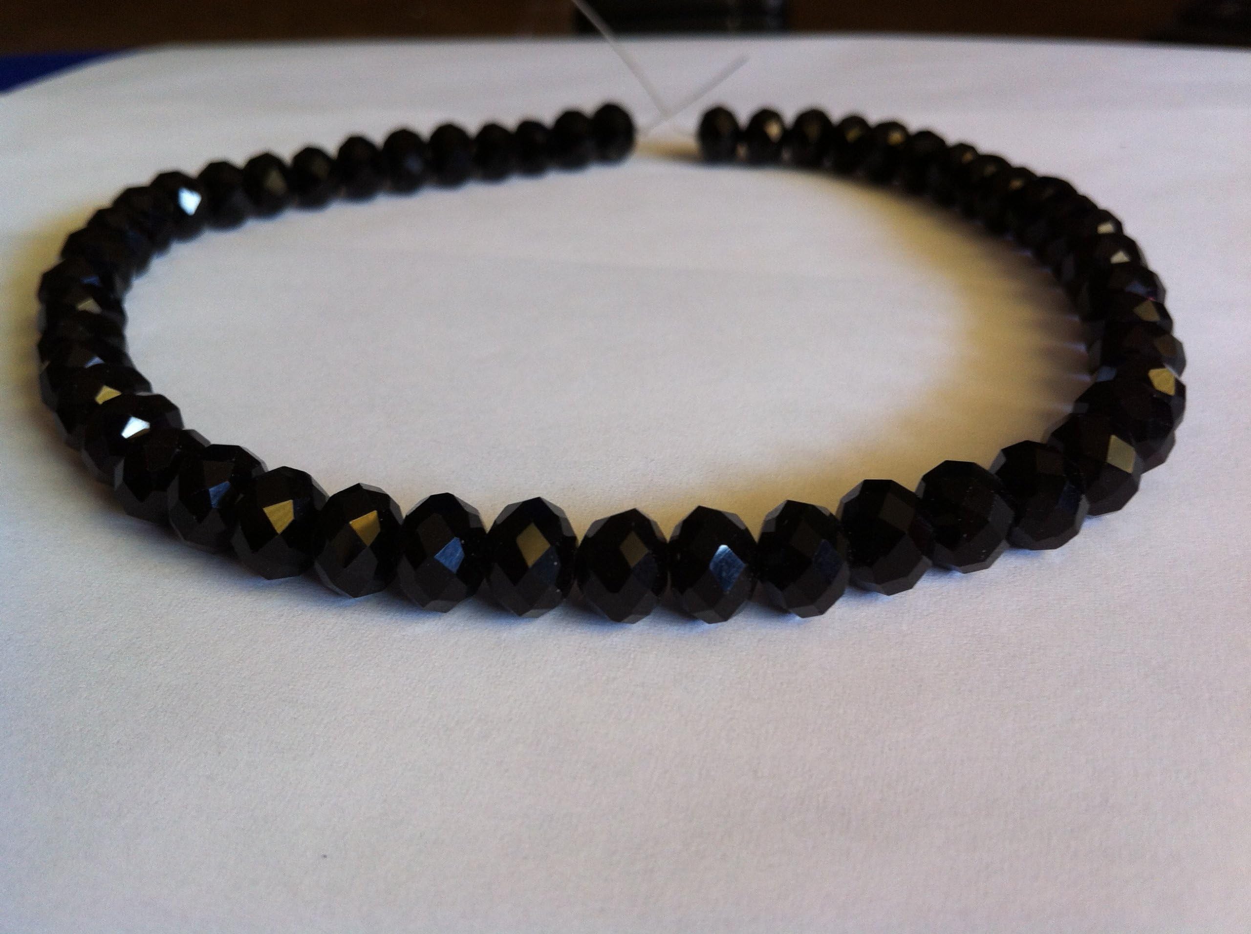 Chinese Crystal Glass Beads Faceted Rondelle, 8mm Black Quartz, sold per 12-inch strand.
