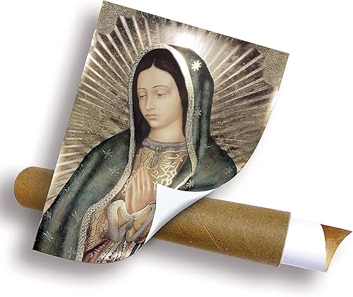 Miniatura 3 de Retrato de medio cuerpo de Nuestra Señora de Guadalupe grabado (16 x 20 pulgadas), lámina dorada, arte religioso de pared, impresión laminada, sin