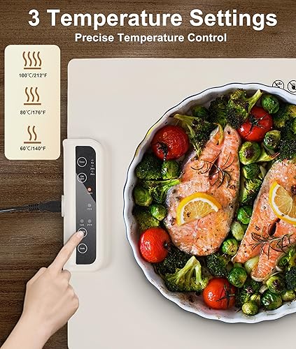 Miniatura 2 de Tapete de calentamiento de alimentos, tapete de calentamiento portátil con 3 ajustes de temperatura, calentador de alimentos de silicona enrollable